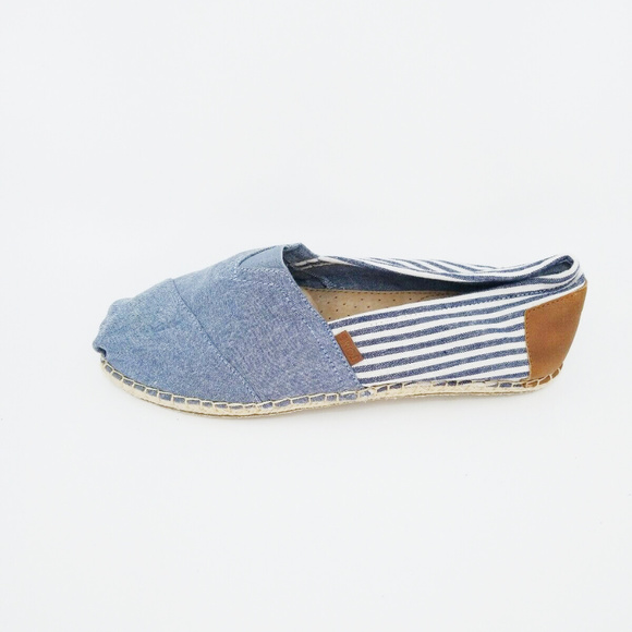 Toms Mens Alpargata Canvas Blue Striped Slip On - Picture 2 of 8